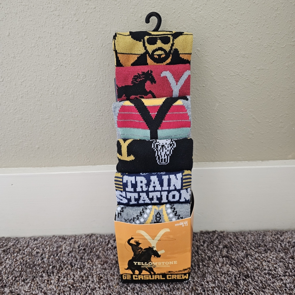 Yellowstone Casual Crew Socks Mens Shoe Size 8-12